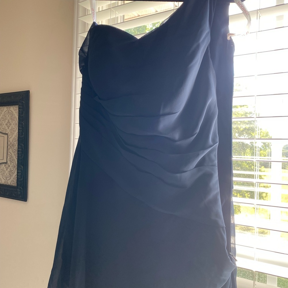 J.J’s House dress, Navy blue, side shoulder, worn twice. Fits medium
